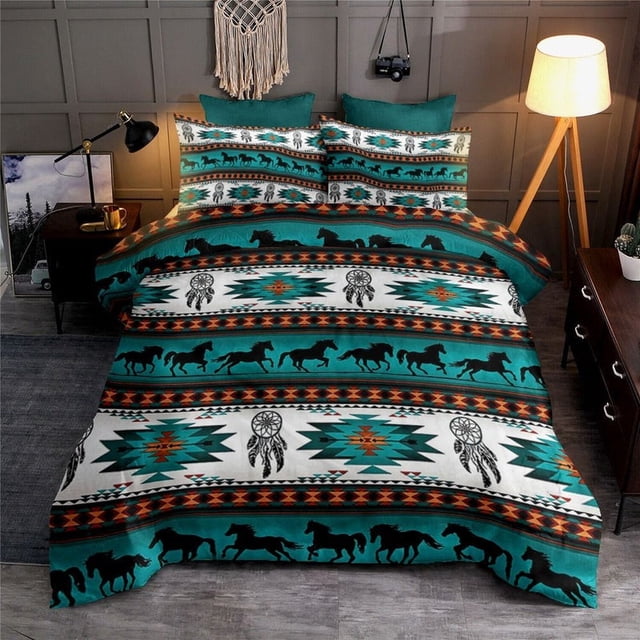 Caballo Dream Catcher Patrón Nativo Americano Todo Impreso Ropa de Cama Set