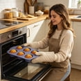 thumbnail image 3 of 6 Cup Silicone Muffin Pan Baking Tray, Nonstick Cupcake Molds for Muffins Brownies, Food Grade BPA Free Silicone Baking Pan, Easy Clean, 1 Pack, 11."x7.09"x1.57", 3 of 6
