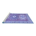 thumbnail image 2 of Ahgly Company Machine Washable Indoor Round Geometric Blue Traditional Area Rugs, 3' Round, 2 of 4