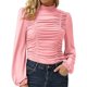 thumbnail image 2 of Blusa de manga larga para mujer, blusa informal cómoda y elegante con volantes fruncidos y mangas abullonadas para uso diario, 2 of 5