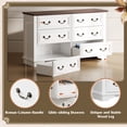 thumbnail image 6 of GALAXHERO Farmhouse Wide Dresser for Bedroom, Wood White Dresser with 6 Drawers, Chest of Drawers with Roman Metal Handle, TV Stand for 60 inch TV for Living Room, Hallway, 6 of 9