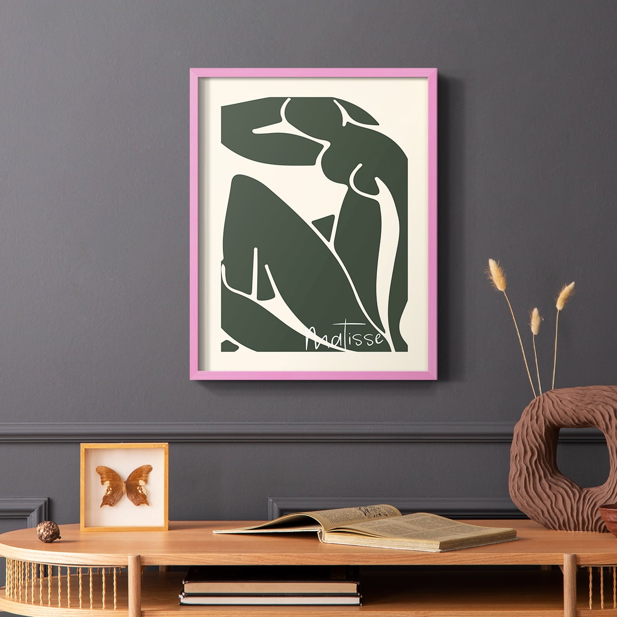 Matisse CCCVII in Pink Solid Wood 16 x 20 Framed Print