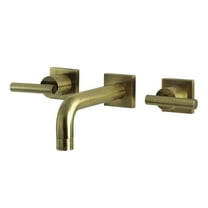 Kingston Brass KS6123CML Manhattan Double-Handle Wall Mount Bathroom Faucet, Antique Brass