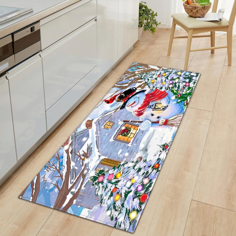 Dream Lifestyle Floor Mat Doormat Christmas Welcome Mat Runner Rug Carpet Mat Xmas Snowman Entryway Rug Non Slip Kitchen Mat for Living Room Bedroom