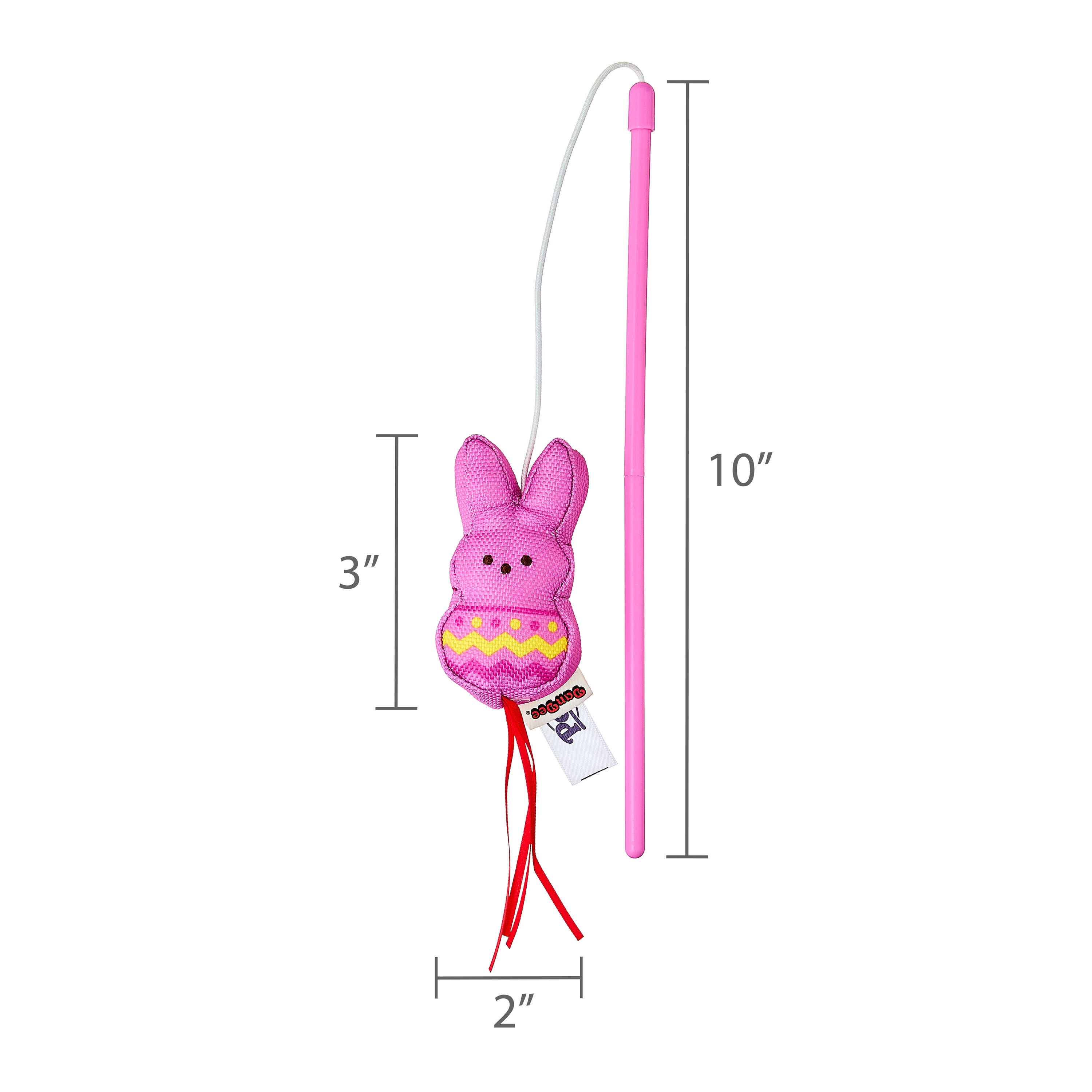 PEEPS® Easter Set of 2 Bunny Cat Wand with Plush Cat Toy, Pink/ Purple