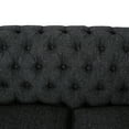 thumbnail image 6 of GDF Studio Nystrom Chesterfield Fabric Tufted 3 Seater Sofa, Black Textured Tweed and Matte Black, 6 of 12
