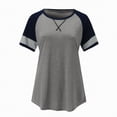 thumbnail image 5 of Kaprioy Womens Summer Tops Summer Short Sleeve Tops for Woman Color Block Casual Striped Crew Neck Tunic Tops, 5 of 5