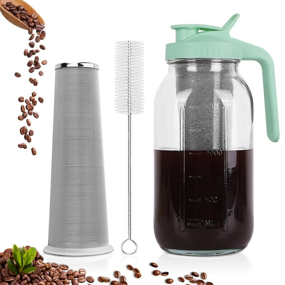 Cafetera Cold Brew QHH, jarra de cristal de boca ancha de 1,9 L