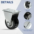 thumbnail image 3 of 1.5 Inch Fixed Caster Wheels, No Bearing Small Non-Swivel Casters Wheels for Furniture Drawers Storage Bins DIY Project - 4Pcs (Black), 3 of 6