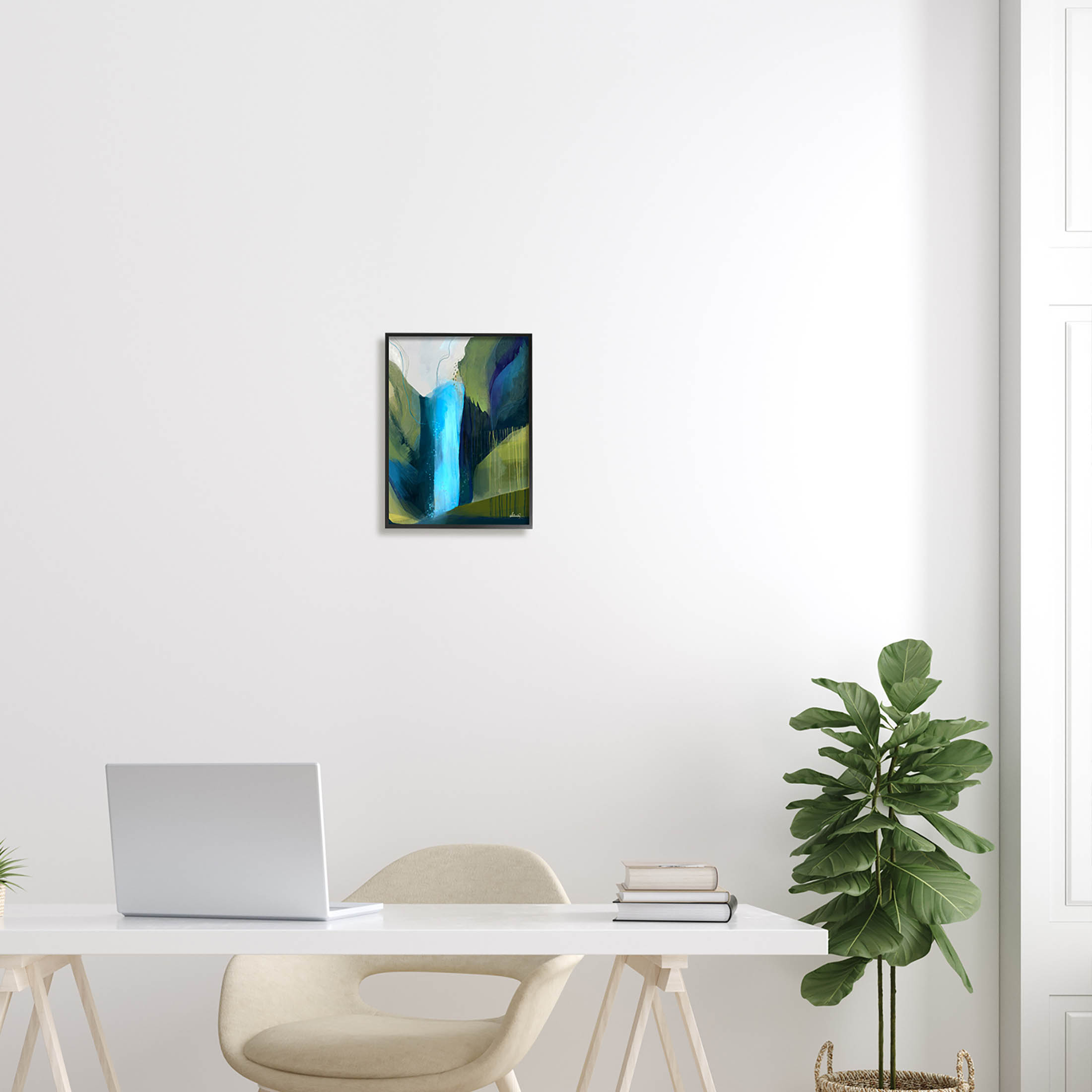 Abstract Waterfall Layered Landscape Abstract Graphic Art Black Framed Art Print Wall Art