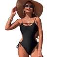 thumbnail image 4 of LYMAYTER Women's Backless Swimsuit One-piece Bathing Suit Solid Color Bathing Costume S-XL, 4 of 5