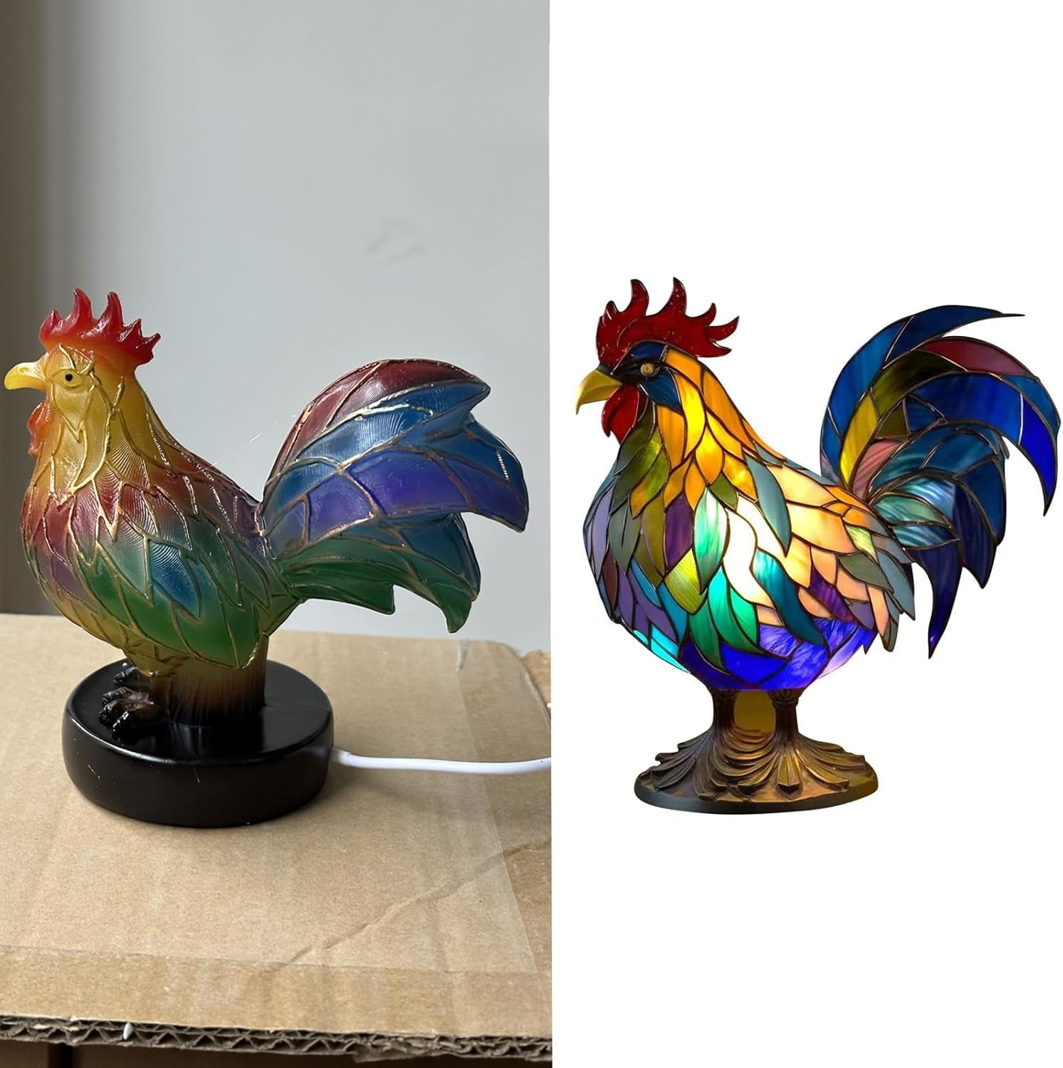 3D Animal Table Lamp, Retro Stained Animal Night Light Lamp for Living Room, Bedroom, Home Office