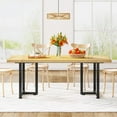 thumbnail image 2 of Tribesigns Dining Table Kitchen Table for 6, Rectangular Table with Steel Legs Metal Frame, Farmhouse Kitchen Table for Dining Room, Kitchen, Home Furniture (Rustic Oak & Black), 2 of 7