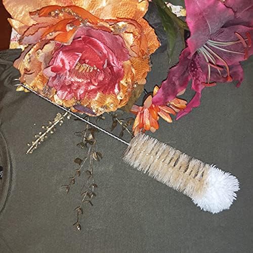 Stainless Steel Soda Bottle Cleaning Brush in Natural Boar Bristle Wool Tip Long Handle, Flexible Bendable Thick Wire Cleaner for Narrow Neck Water Baby Bottles Straw Pipe Tube Flask (Big)
