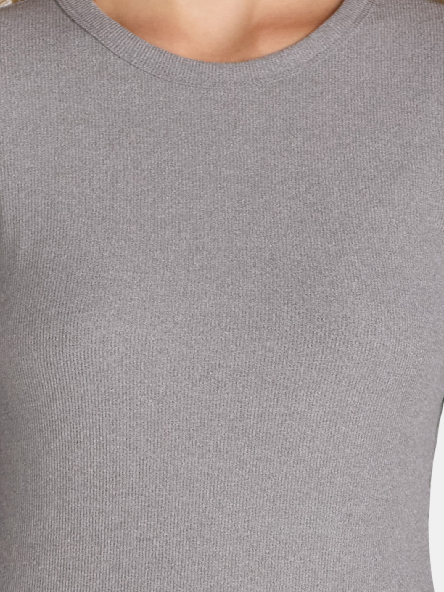 No Boundaries Ribbed Crewneck Tee with Long Sleeves, 1 or 2-Pack, Women's & Women's Plus XXS-XXL