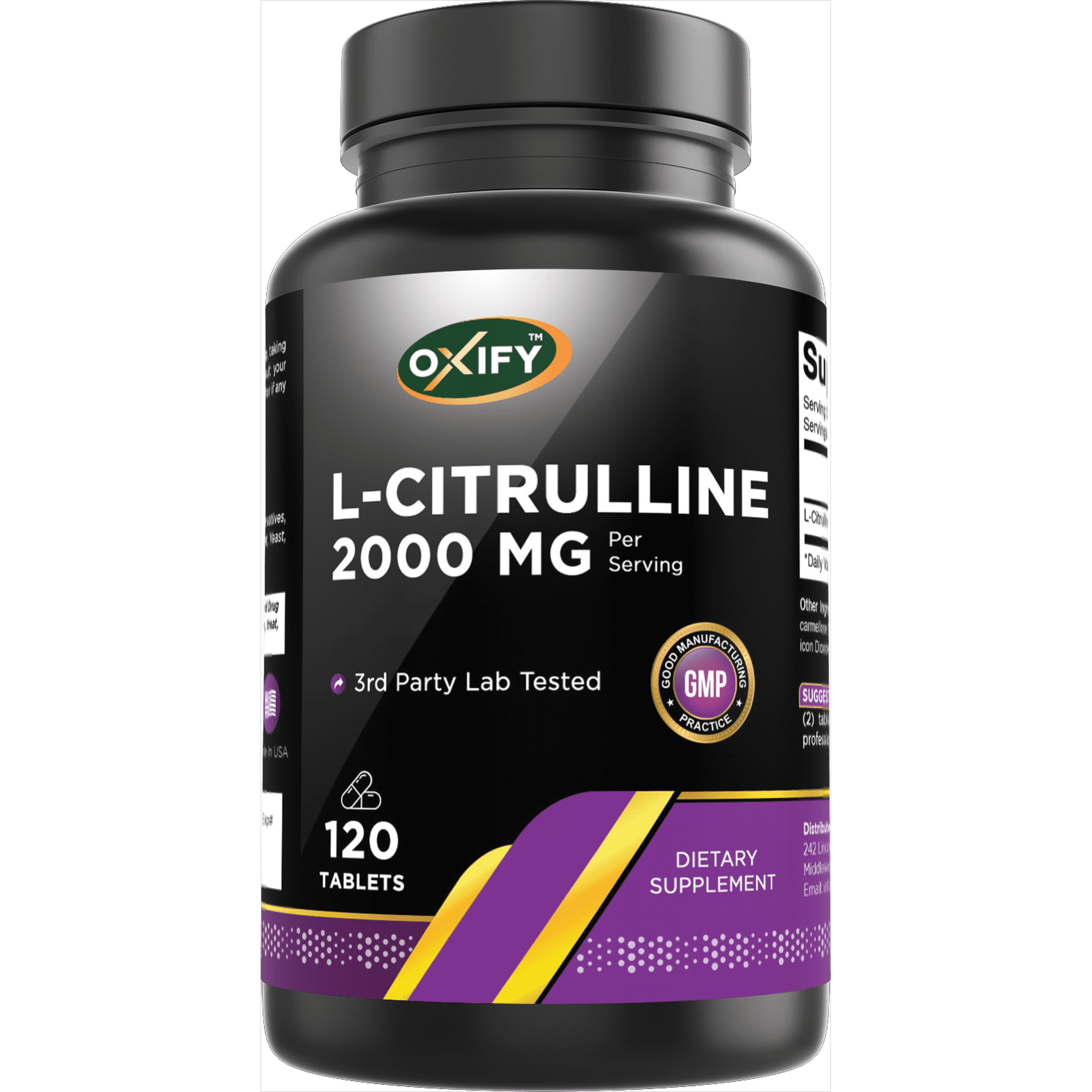 Oxify L-Citrulline 2000 mg | 120 Tablets | Gluten-Free, Non-GMO | Supplement Made in USA