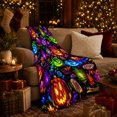 thumbnail image 3 of Colorful Halloween Pumpkin Pattern Print, Vivid And Dramatic Spooky Pattern for Colorful Halloween Enthusiasts, Halloween Gift, Cozy Flannel Blanket and Home Decor for Living Room and Bedroom, 3 of 9