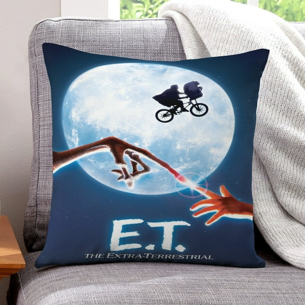 E.T., el Extraterrestre Fundas de almohada de terciopelo con tema, regalos de funda de almohada, decoración para el hogar, cojín de lanzar, regalo de cumpleaños para fans y parejas. 45cm x 45cm.