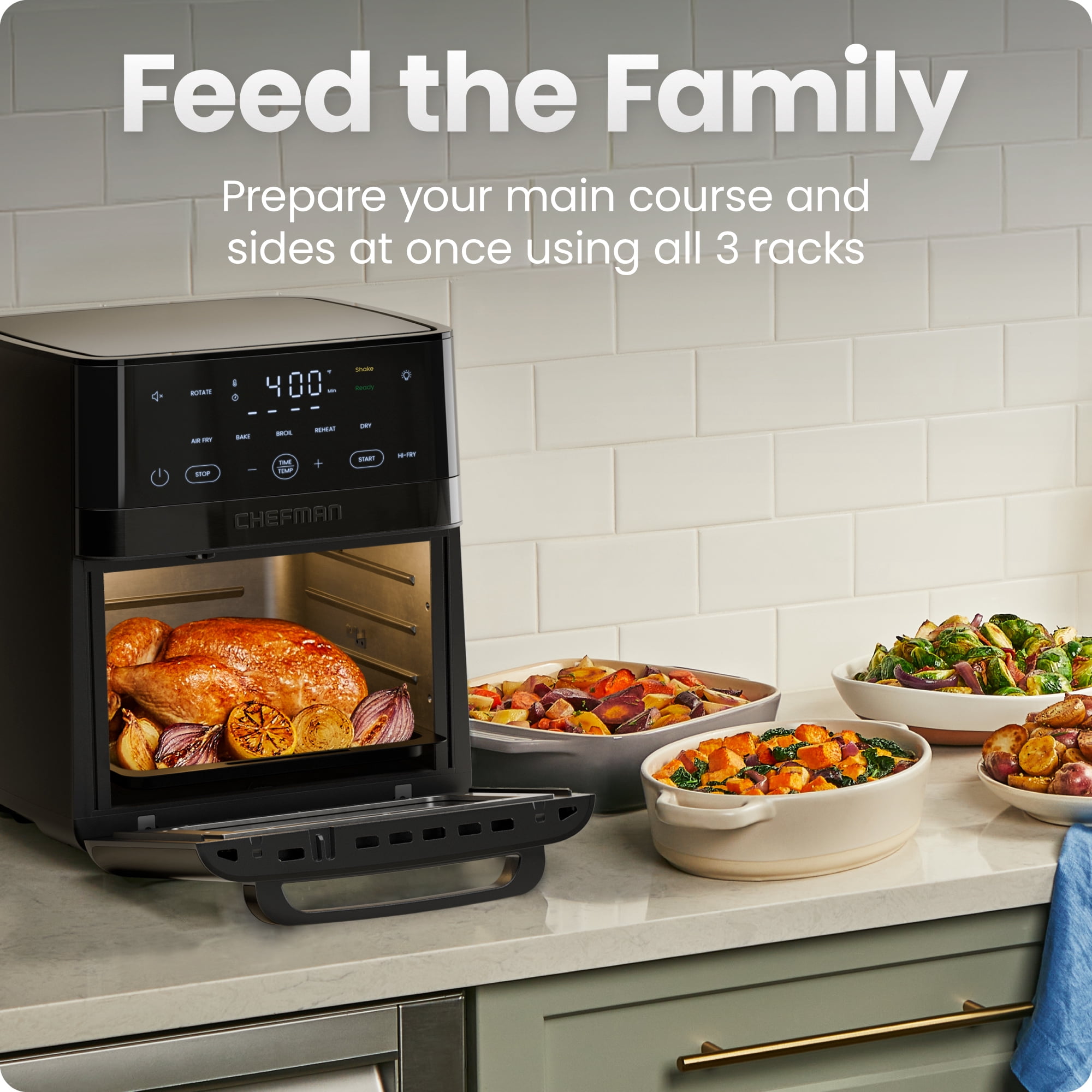 Chefman 14-Quart Multifunctional Air Fryer+ with 5 Cooking Functions – Black