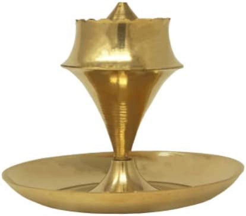 Brass Incense Agarbatti Stick Stand Holder with Plate Festive Puja Diwali Mandir Temple Handheld Agarbatti Burner with Ash Catcher (Approx. 6 Cm)