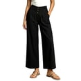 thumbnail image 2 of Aimik Women's High Waist Cotton Blend Wide Leg Pants Button Front Casual Trousers with Pleats Breathable Summer Office Wear, 2 of 6