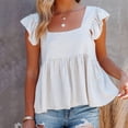 thumbnail image 6 of Women Summer Tops Women Pleated Top Shirt Spaghetti Strap Camisole Fit Casual Sleeveless Summer Tank Tops Fashion Shirt Business Casual Fashion Crop Neck Bras Small Crop Thick Bohemian for White M, 6 of 7