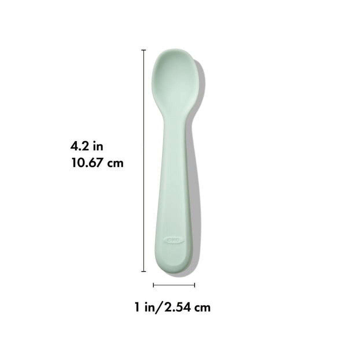 OXO Tot Baby Silicone Spoon 2-Piece Set, for ages 6+ Months, Opal and Dusk