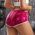 thumbnail image 7 of MIXUE Shorts For Women Summer Solid Color Sequin Micro Sexy Sparkly Concert Hot Mini Low Rise Womens Shorts Daily-Wear,Red,M, 7 of 7
