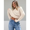 thumbnail image 4 of Women's Cable Knit Sweater Oversized Crewneck Pullover Cozy Fall Winter Fashion, 4 of 6