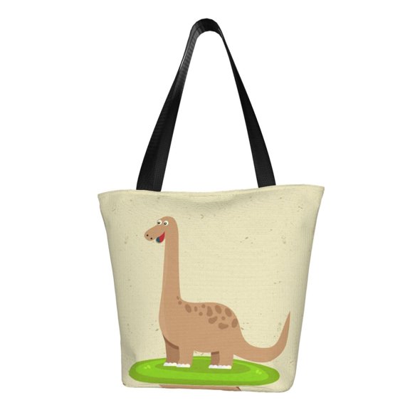TEQUAN Reusable Shoulder Tote Bags, Cute Animal Prehistoric Dino Prints Polyester Casual Shopping Grocery Bag for Women