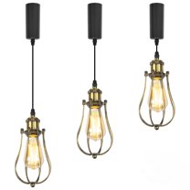 Kiven L-Type track lighting pendants,L track pendant lights with Iron Lampshade,Farmhouse Track Lighting Fixture for Kitchen Hallway estaurant,Gold(3 pack)