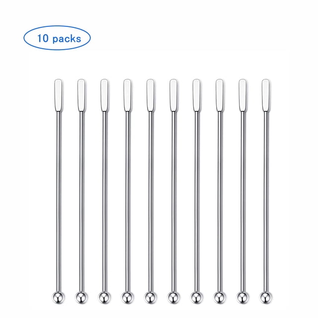 10 palitos agitadores de acero inoxidable para café, cócteles, bebidas, reutilizables, para bar, hogar y oficina.