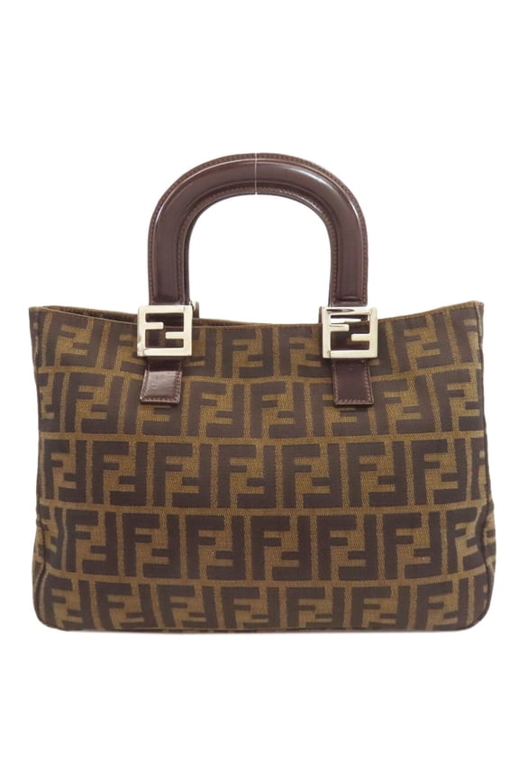 Pre-Owned Fendi Zucca pattern handbag, canvas/leather, women's.