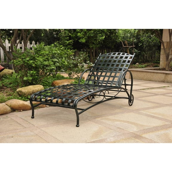 International Caravan Santa Fe Iron Patio Chaise Lounge in Verdi Gris
