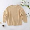 thumbnail image 2 of Pullover Boy Sleeve Knit Long Crewneck Clothes Blouse Baby Sweatshirt Girl Sweater Fall Tops Winter Warm Toddler Girls Tops Beige 90(12 Months-18 Months), 2 of 2