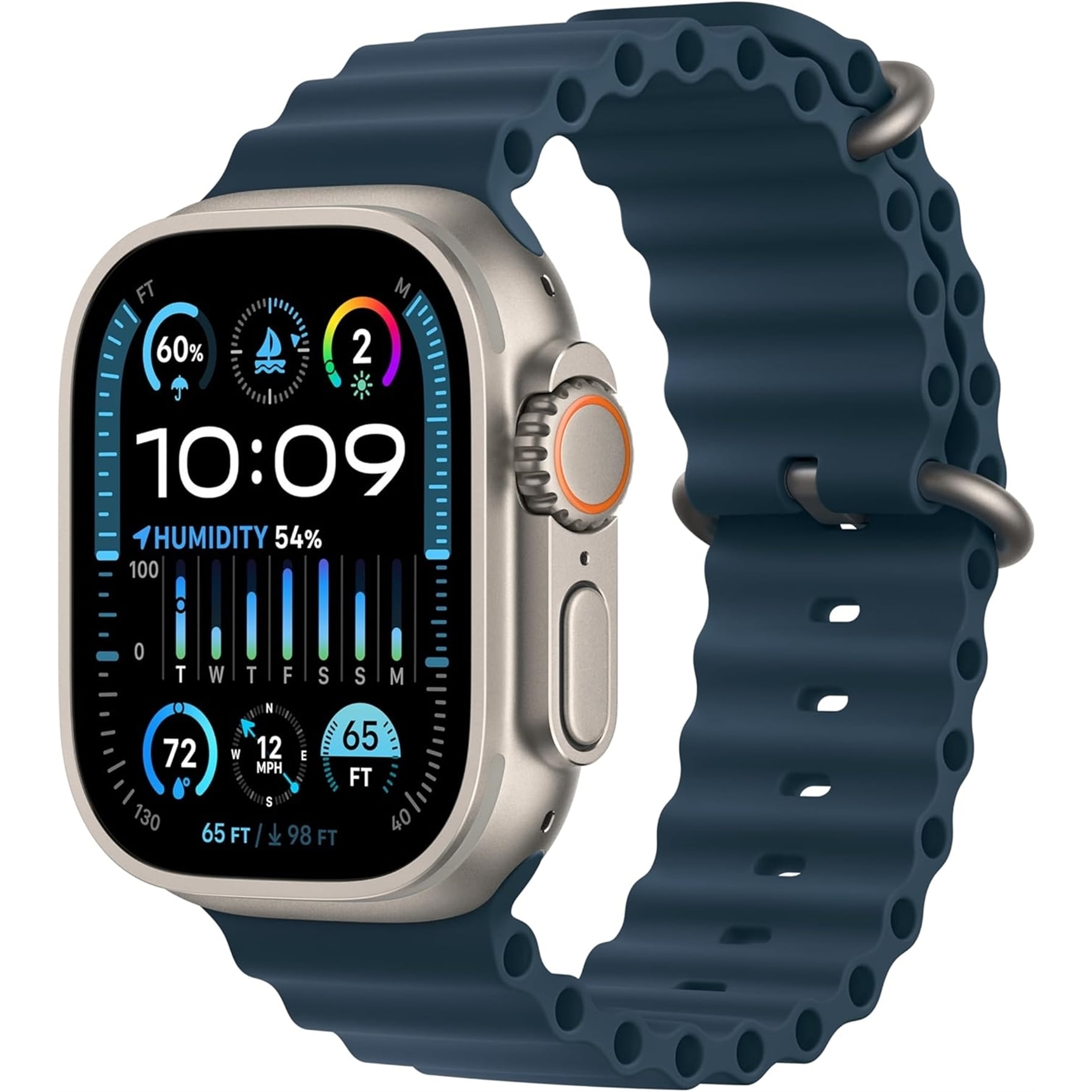 Apple Watch Ultra 2nd Gen (GPS + Cellular) 49mm Blue Titanium Case with Blue Ocean Band