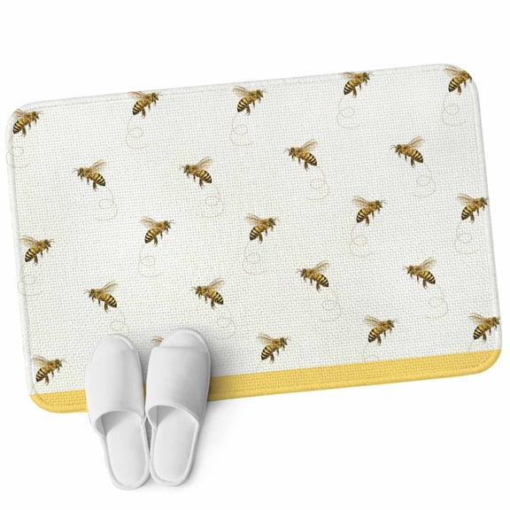 Front Door Mat 15.7"x23.6", Bees Non Slip Backing & Low Profile Doormats, Absorbent Muddy Dirt Trapper Door Mats for Front Back Door Entryway All-Weather Spring Summer Animals Printed Textured