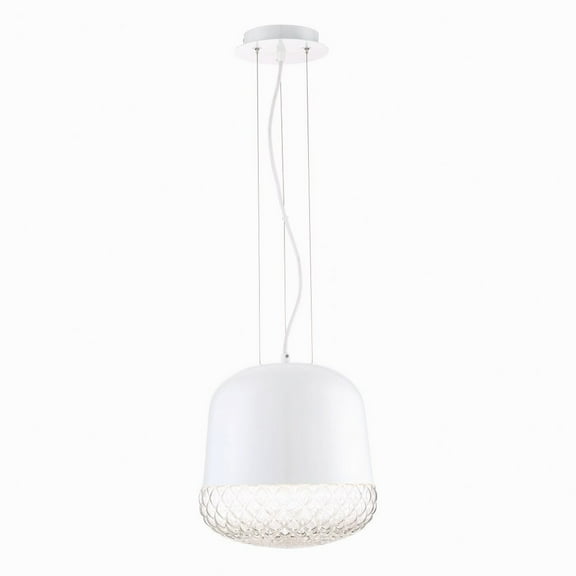 Contemporary 1-Light Small Pendant with Clear Cast Weave Glass 11.75 inches Pendants-White Finish Bailey Street Home 79-Bel-2608545