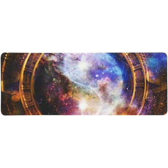RYLABLUE Yin Yang Symbol in Galaxy Space Ancient Maya Calendar Extra Extended Large Gaming Mouse Pad Mat Desk Pad Keyboard Mat 31.5x12 inch