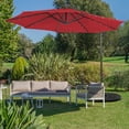 thumbnail image 4 of Costway 10FT Cantilever Solar Powered 32LED Lighted Patio Offset Umbrella Outdoor Wine, 4 of 9