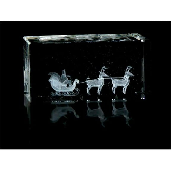 1159-100-87 4 L x 2 H x 2 W in. Crystal Laser-Engraved Santa Claus Holiday Laser-Cut