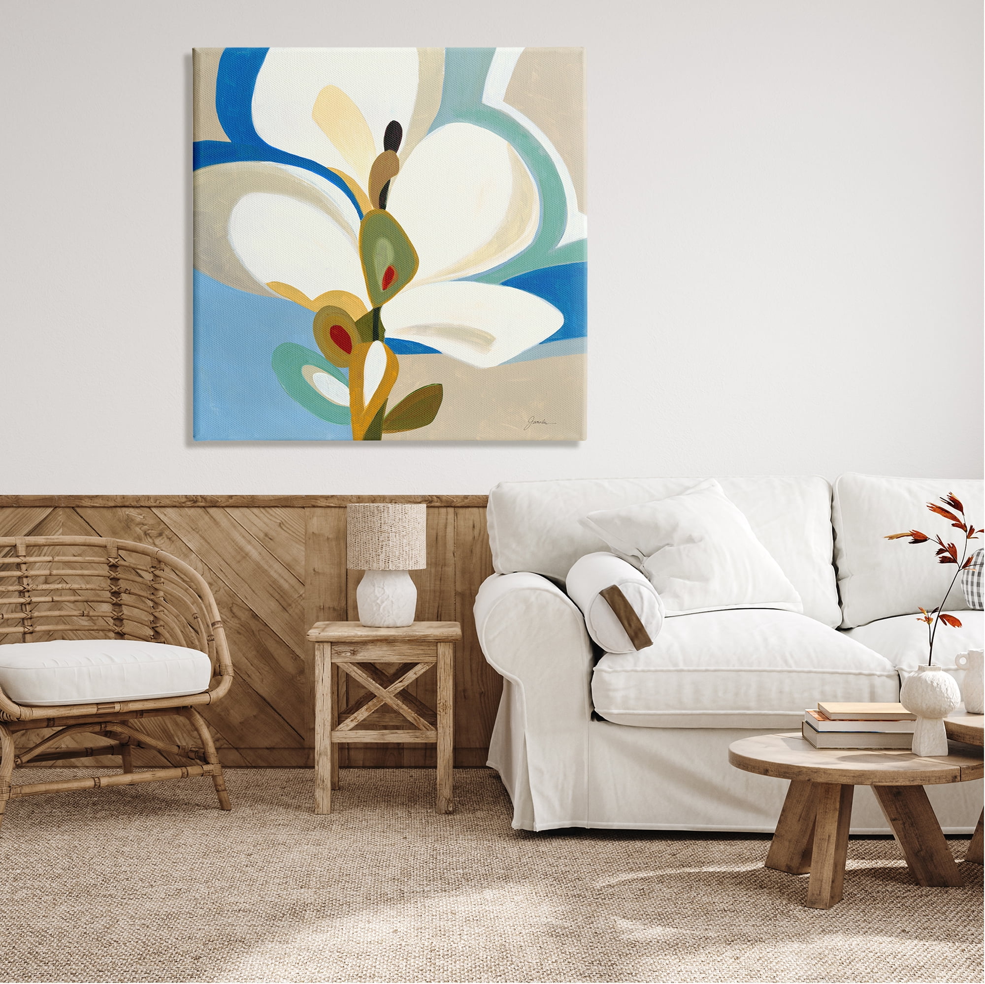 Stupell Industries White & Blue Orchid Abstract Painting Gallery Wrapped Canvas Print Wall Art, 36 x 36