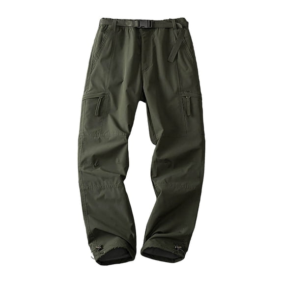 Chiccall Mens Thick Fleece Lined Cargo Pants Thermal Outdoor Hiking Pants Elastic Waist Work Trousers with Multiple Pockets