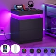 thumbnail image 4 of Nightstand with 2 Storage Drawers,Smart Night Stand for Bedroom,End Table with Charging Station and LED Lights,Nightstand with Sliding Top,Black, 4 of 8