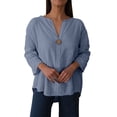 thumbnail image 1 of Vestidos Casuales Para Mujer, Blusas De Mujer De Moda Blusa informal de verano con botones, escote en V y mangas 3/4 para mujer, 1 of 9