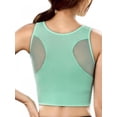 thumbnail image 2 of Sonbest Female Mesh Stitching Sports Bras Shake Proof Quick Dry Fitness Yoga Bra Gym Wire Free Push Up Running Green S, 2 of 5