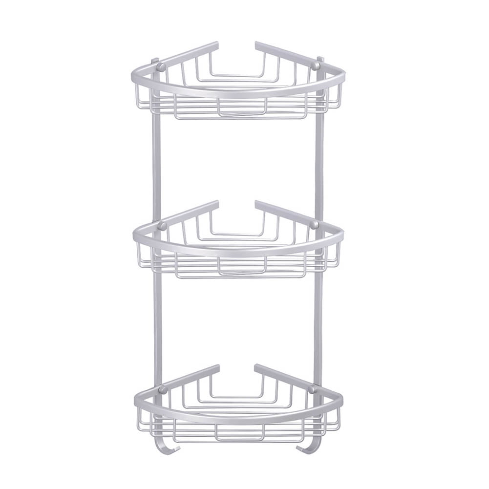 Bathroom Kitchen Triangular Aluminum Storage Rack Basket Wall Mount Shower Shelf 