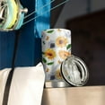 thumbnail image 3 of 20 Oz White Sunflower Coffee Tumbler Double Wall Insulated Stainless Steel Water Bottle | Metal Reusable Thermoses Flask with Cup Cap | Leak & Sweat Proof with Anti-Dust Lid, 3 of 7
