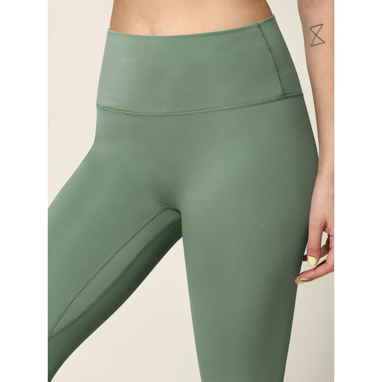 Made by Johnny Women's Peached Front Seamless Leggings with Inner Pocket  Full-Length Yoga Pants XL SMOKY_GREEN