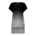thumbnail image 4 of Shorts Set Everyday Wear Stylish Short Sleeve Gradient Tshirt Active Drawstring Shorts Sporty Suit Summer Outfits For Women Black L, 4 of 6